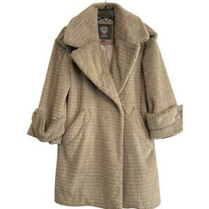 Vince Camuto Faux Fur Teddy Coat Light Brown, Size XS